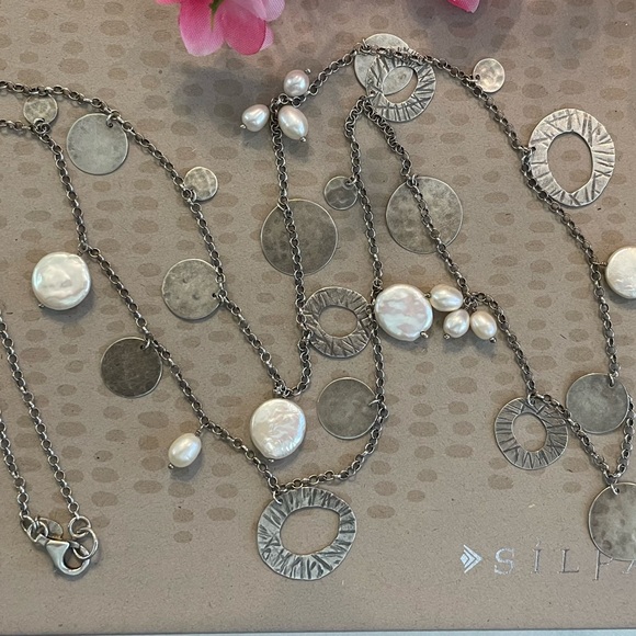 Silpada Pearl and Sterling Silver Disc 36” Necklace N2197 - Picture 8 of 15